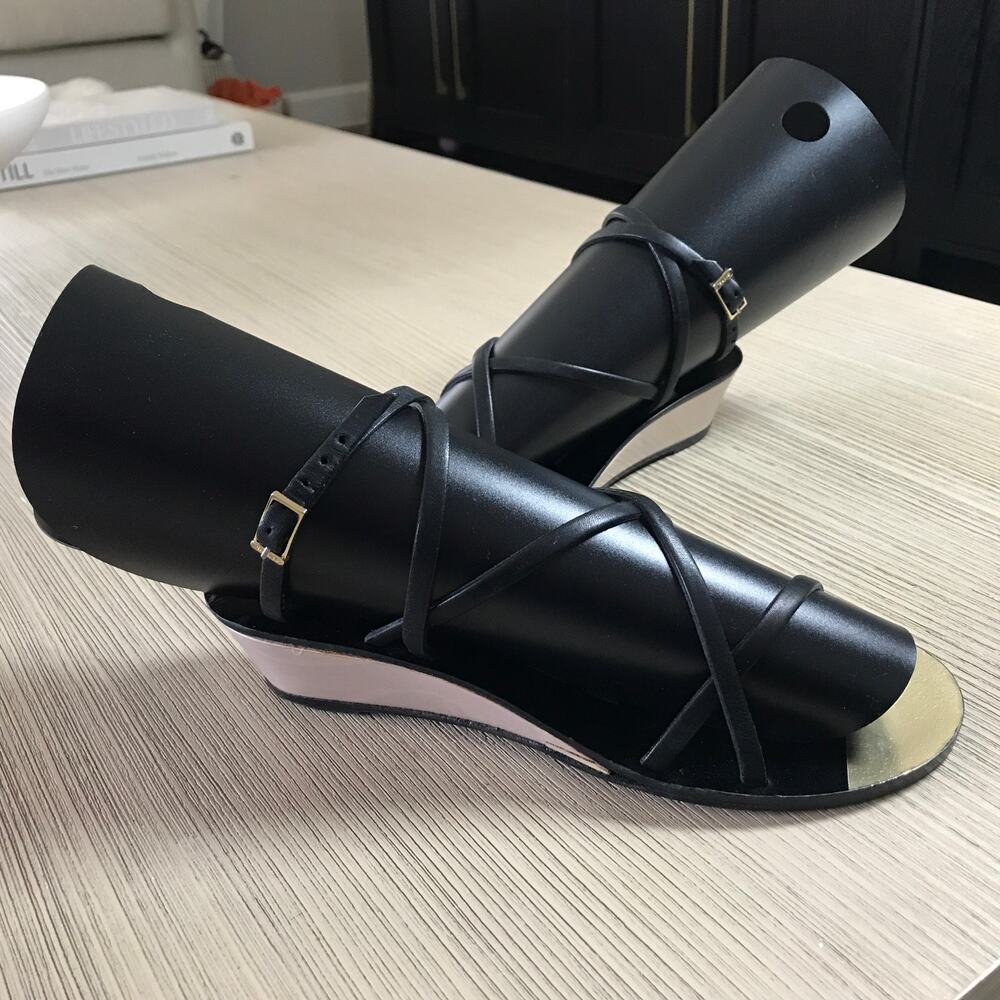 CHANEL Black Beige Two-Tone CC Logo Flat Sandal Size 37 Italy - Picture 2 of 14